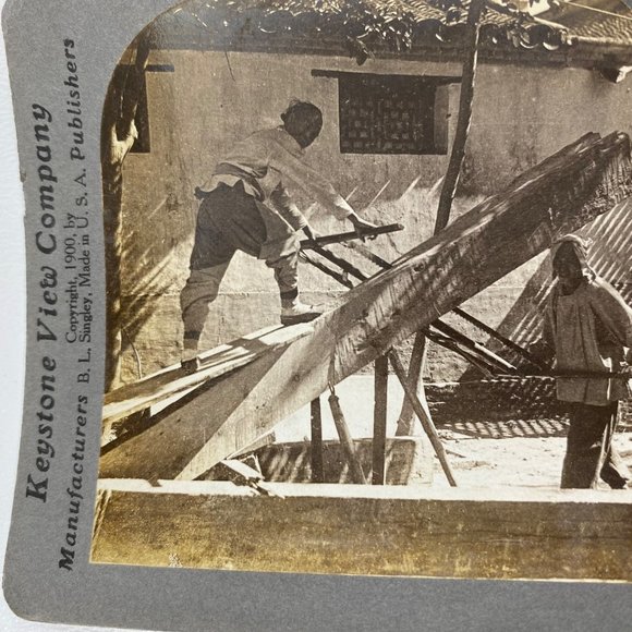 Antique 1903 Stereoview Photo Card Chinese Sawmill Peking China Keystone - Picture 3 of 8